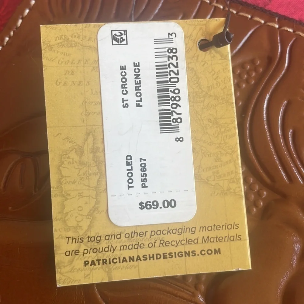 Brand New Patricia Nash Genuine Tooled Leather St. Croce Zippered Wristlet